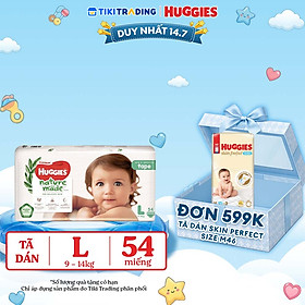 Tã Dán Siêu Cao Cấp Huggies Platinum Naturemade L54 (54 Miếng)