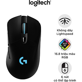 Chuột game không dây Lightspeed RGB Logitech G703 - Cảm biến Hero 25k, tương thích PowerPlay, nhẹ 95g+10g cân tùy chỉnh, pin 60h, PC/Mac - Hàng chính hãng