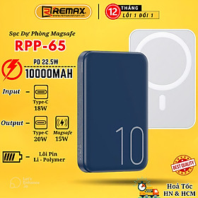 Pin Sạc Dự Phòng Không Dây Từ Tính Sạc Nhanh 10000mAh 22.5W Remax RPP-65 PD 20W Chắc Chắn , Ổn Định - Hàng Chính Hãng Remax