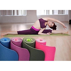 Thảm tập YOGA  chống trơn trượt. Thảm tập GYM tại nhà,tập thể dục tại nhà chất liệu tpe 2 lớp