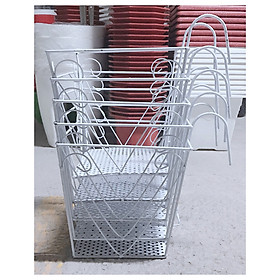 5 Giỏ Sắt Hình Vuông 24x23cm - Màu TRẮNG Treo Chậu Hoa Lan Can Ban Công