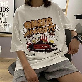 ÁO THUN FORM RỘNG TAY LỠ UNISEX NAM NỮ MÀU TRẮNG ANGER