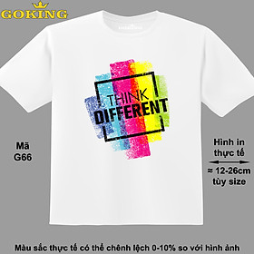 THINK DIFFERENT, mã G66. Áo thun đẹp cho cả gia đình. Áo phông hàng hiệu Goking, công nghệ in Nhật Bản siêu nét. Form unisex cho nam nữ, trẻ em, bé trai gái - Trắng, vải thun lạnh - 0'