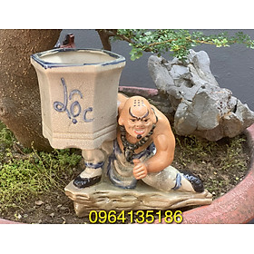 Mua Tượng la hán bê Tượng la hán bê vò lục giác trồng cây bon sai men rạn gốm sứ Bát Tràng