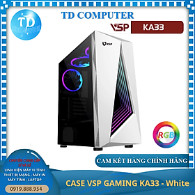 Vỏ máy tính Case VSP KA33 [TRẮNG] LED Gaming (ITX/M-ATX/ATX) không kèm FAN - Hàng chính hãng TECH VISION phân phối