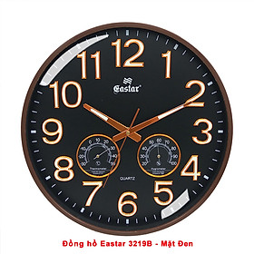 Mua Đồng Hồ Treo Tường DẠ QUANG Tròn Lớn (38cm) - NHIỆT ẨM KẾ Tự Động (Không Dùng Pin) - Máy KIM TRÔI EASTAR - Số Nổi 3D - Viền Siêu Mỏng - Tặng Pin Maxell - BH 1 Năm