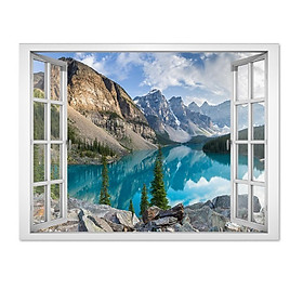 Decal trang trí cửa sổ 3D hồ nước xanh mát yên bình VTC VT0050