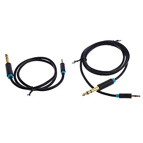 2pack 3.5mm Male to 1/4'' 6.35mm Stereo Male Plug Adapter Cable Mic Aux Cord 0.5m+1m