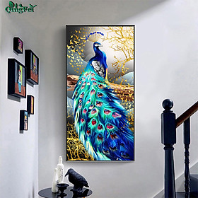 Mua Tranh thêu kín con công lấp lánh E142  kích thước 50*90 cm