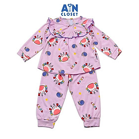 Bộ quần áo dài bé gái họa tiết Cua Tím thun lụa - AICDBGSTCH4A - AIN Closet