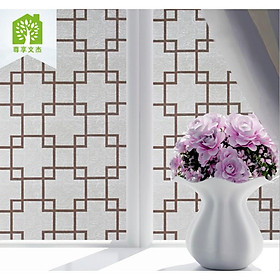 Mua 5M Giấy Dán Kính họa tiết ô vuông nâu không cần keo DK014 - khổ 0.45m