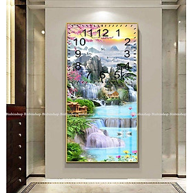 Mua Tranh đồng hồ tráng gương phong thuỷ hữu tình 1 tặng pin và đinh 3 chân