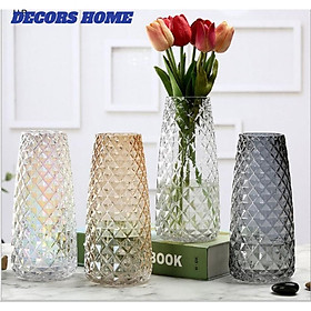 Mua Lọ hoa thủy tinh cao cấp họa tiết vằn kim cương độc đáo cao 22cm