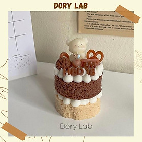 Nến Thơm Bánh Sinh Nhật 2 Tầng Gấu Trắng Mix Topping - Dory Lab