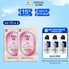 Combo 2 Giấy Thơm Arfum Dùng Cho Máy Sấy Làm Mềm Vải Và Chống Tĩnh Điện , Khử Mùi Tủ Giày, Tủ Quần Áo (60 Tờ/ Hộp)