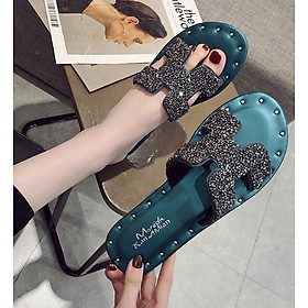 Dép Quai Ngang Nữ Chữ H Đính Đá Sang Trọng 3Fashion - 2567 Mới