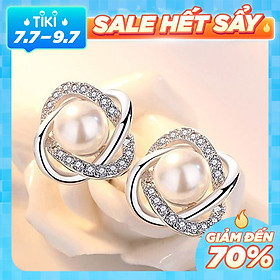 Bông tai ngọc trai nạm đá zricon BHBT93