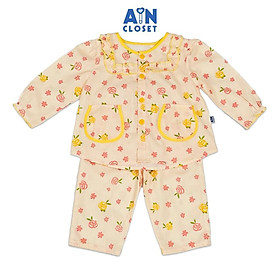 Bộ quần áo Dài bé gái họa tiết Hoa Hồng Vàng Cotton - AICDBGTNNQUB - AIN Closet