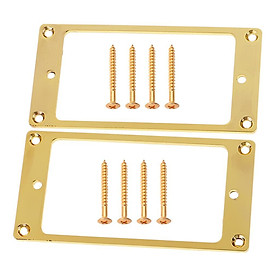 2 Pieces Metal Flat Humbucker Pickup Rings with Screws for Electric Guitar Replacement