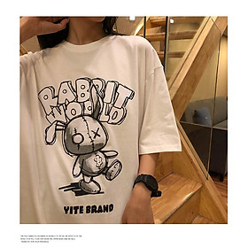 Áo thun tay lỡ RABBIT WORLD phông Unisex nam nữ tee oversize form rộng pull Ulzzang Streetwear Hàn Quốc vải mềm