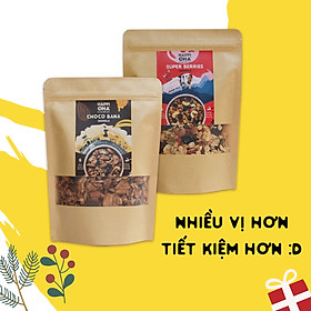 Combo ngũ cốc 8 loại hạt trái - Vị cacao & vị quả mọng - Không đường tinh luyện/phụ gia - HAPPI OHA GRANOLA