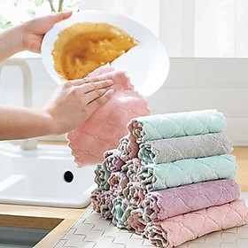 Combo 10 Khăn Lau Đa Năng Nhà Bếp Cao Cấp 2 Mặt Siêu Thấm Nước Siêu Mềm Mại 16x27cm