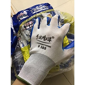 Mua 10 đôi gang tay cao su 388 - gang tay bảo hộ phủ sơn đen và xanh