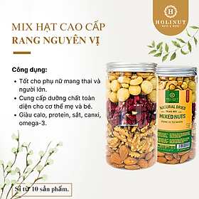 Mix nhân hạt cao cấp Thương Hiệu HOLINUT / Nhân óc chó vàng, nhân óc chó đỏ, nhân macca, hạt hạnh nhân, hạt điều - đóng gói 500gr