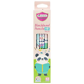 Hộp 12 bút chì gỗ hb no.4 cute animal - masterart - panda