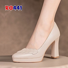 Giày cao gót nữ đẹp đế vuông 8 phân hàng hiệu rosata ba màu đen đỏ kem ro441