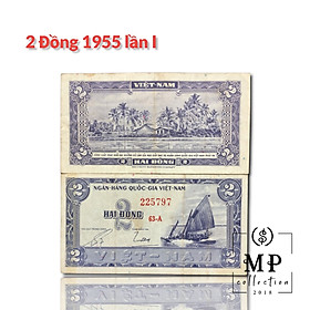 Mua Tiền xưa Việt Nam 2 đồng thuận buồm xuôi gió  cảnh thôn quên  tặng kèm bao nilong bảo quản.