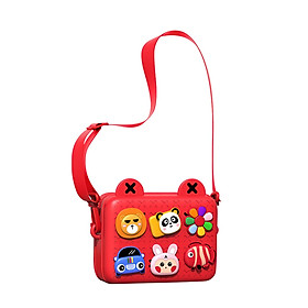 Túi máy ảnh đeo vai hoạt hình cho trẻ em không thấm nước-Màu đỏ