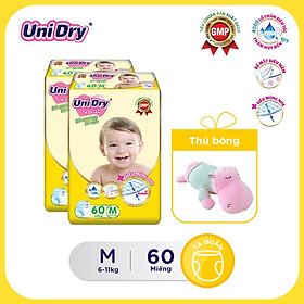 (Tặng 1 thú bông 40cm) Combo 2 tã quần siêu mỏng UniDry Ultra Thin Size M60-L54-XL48-XXL44