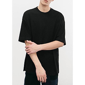 Áo phông trơn nam nữ - Áo thun nam nữ tay lỡ form rộng 100% cotton co giãn 4 chiều cực mát Màu đen