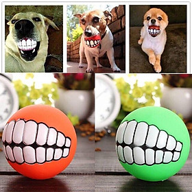 Bóng nhựa mặt cười đồ chơi cho chó gặm có còi kêu chút chít