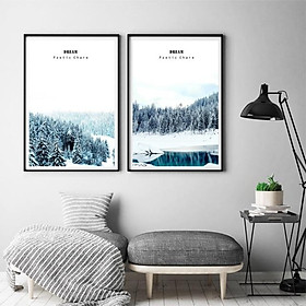 Bộ 2 tranh canvas Phong cảnh núi tuyết nghệ thuật