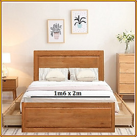 Giường ngủ Nhật Tundo gỗ sồi - 4 hộc