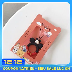 Dây đeo điện thoại, bóp ví, móc khoá loại ngắn xỏ ngón tay, khoen tròn hoạt hình xinh xắn-10 cm