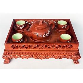 Khay trà chân quỳ gỗ hương cao cấp