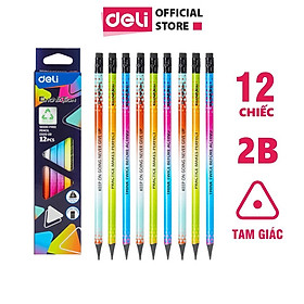 Hộp 12 Bút Chì Định Vị 2B Deli - Thân Đa Sắc Màu Cực Nhạy Với Máy Chấm Thi Tự Động Phù Hợp Học Sinh Văn Phòng - EC020-2B