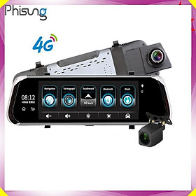 Camera hành trình dạng lắp gương hãng PhiSung E08-E/4G/Wifi/GPS/10'' cao cấp - Hàng Nhập Khẩu 