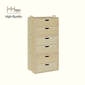 Mua HAPPY FURNITURE   Gỗ tự nhiên   Tủ lưu trữ 6 ngăn kéo gỗ Plywood - GAMOR   THK_207   60cm x 40cm x 124cm DxRxC
