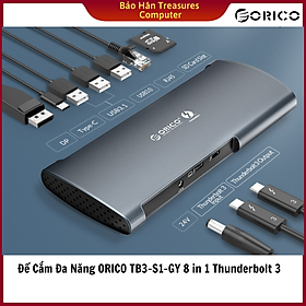 Đế Cắm Đa Năng ORICO TB3-S1-GY  8 Trong 1 Thunderbolt 3 - Hàng Chính Hãng