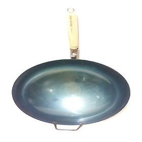 Mua CHẢO THÉP 1 TAY CẦM CÁN GỖ ĐÃ TÔI ĐEN SẴN+TẶNG KÈM 1 CHỔI TRE