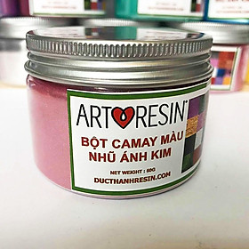 Bột camay nhũ ánh kim pha Epoxy Resin màu HỒNG - PINK 50g