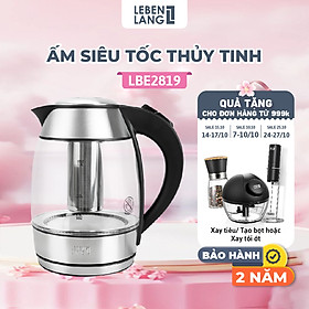 Ấm siêu tốc thuỷ tinh 1,8lit Lebenlang LBE2819 (hàng chính hãng)