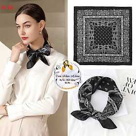 Khăn choàng cổ lụa ô vuông hạt điều size 70x70cm, Turban chùm đầu nhiều màu sắc, phong cách Hàn Quốc 2022