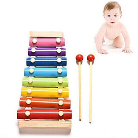 Đồ Chơi Âm Nhạc Cho Bé, Đàn Piano Xylophone 8 Thanh Bằng Gỗ Nhiều Màu Sắc