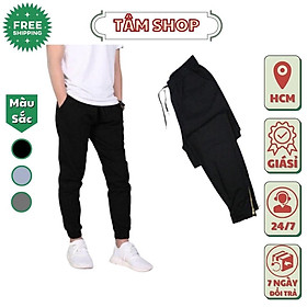 Quần jogger zip, quần Kaki khoá chân vải giãn