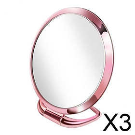 3xPortable Travel Fold Tabletop Mirror Makeup Stand Mirror Pink Oval